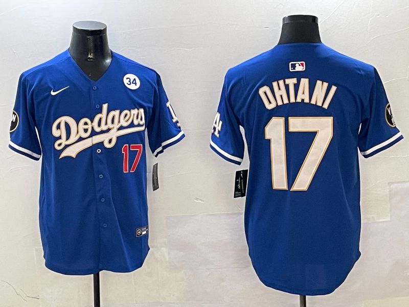 Men Los Angeles Dodgers 17 Ohtani Blue Gold Game 2025 Nike MLB Jersey style 9